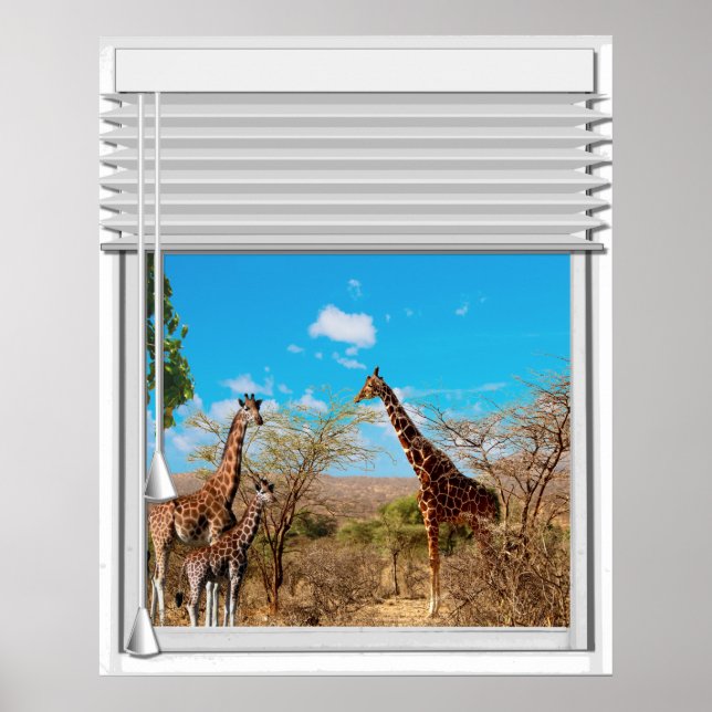 Poster Girafas Vista da Janela Falsa (Frente)
