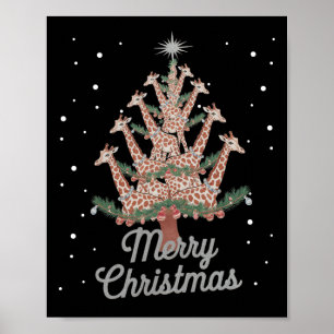Poster Girafas Xmas Árvore Girafa Feliz De Natal Ch