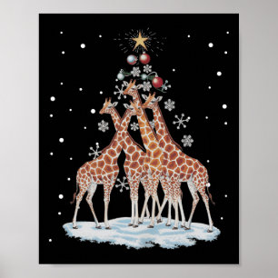 Poster Girafas Xmas Árvore Girafa Feliz De Natal Ch