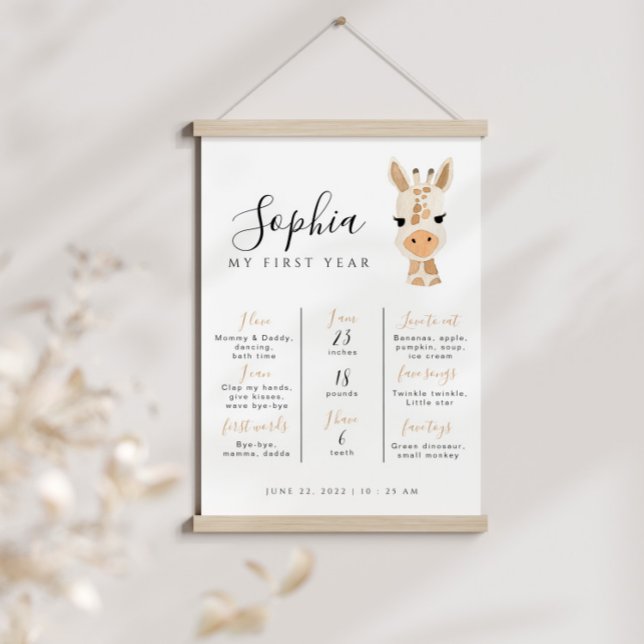 Poster Giraffe Birthday Milestone Editável (Criador carregado)