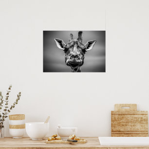 Poster Giraffe Black And White Photoics Art