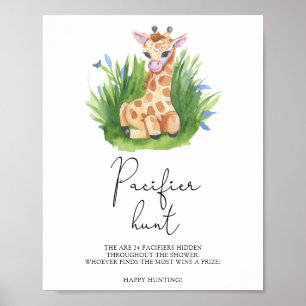Poster Giraffe - caça ao chupeta jogo de chá de bebê