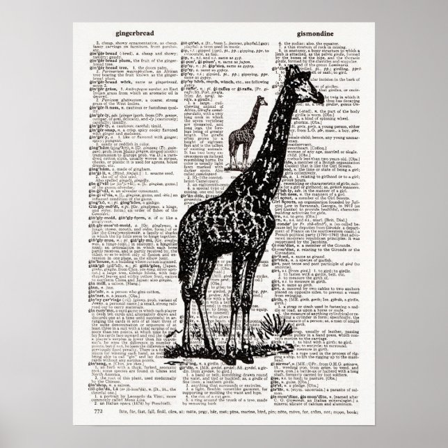 Póster Giraffe Dictionary Art (Frente)