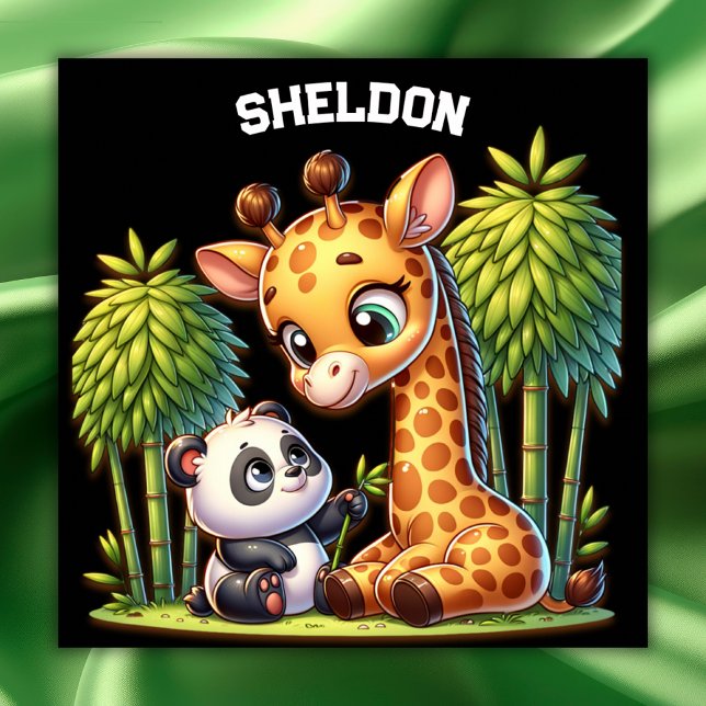 Poster Giraffe e Panda Monogramas | (Criador carregado)