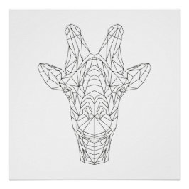 Póster Giraffe Head Geométrico Black & White Modern Art