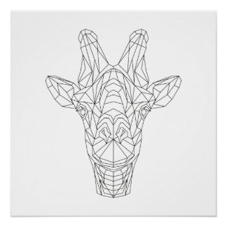 Póster Giraffe Head Geométrico Black & White Modern Art
