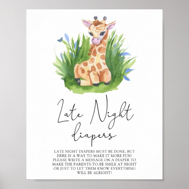 Poster Giraffe \ Jogo de fraldas tarde da noite (Frente)