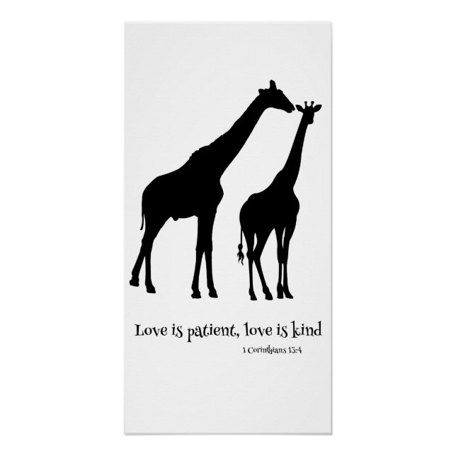 Póster Giraffe Love é paciente, Love is Kind (Frente)