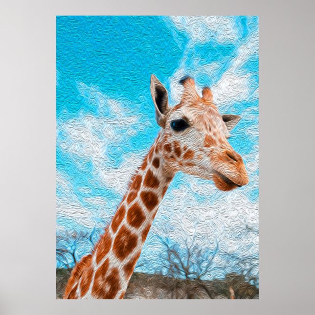 Poster Giraffe Lover Giraffe Art Watercolor (Frente)