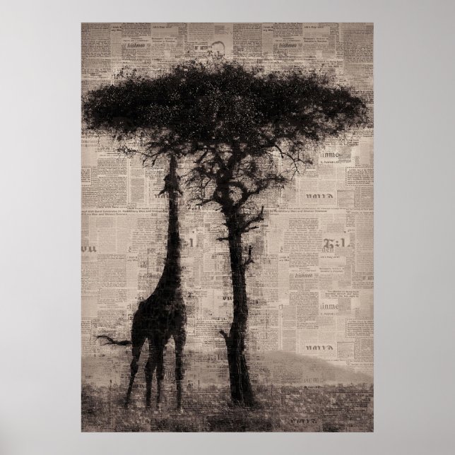 Poster Giraffe Lover Giraffe - Arte de Jornal (Frente)