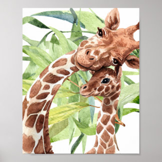 Poster Giraffe Mãe e Bebê