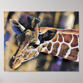 Poster Giraffe Painting Art Vintage