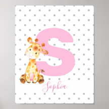 Giraffe Selva Nome Personalizado Rapariga Nurserer