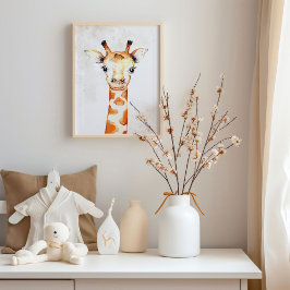 Poster Giraffe Watercolor Wall Art Nursery Decor