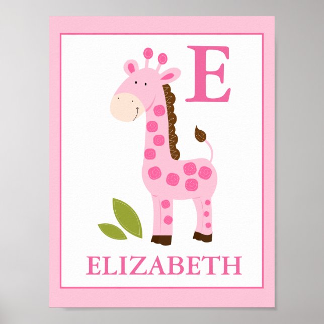 POSTER GIRAFINHA ROSA FOFINHA COM NOME PERSONALIZADO (Frente)