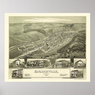Póster Girardville, mapa panorâmico do PA - 1889