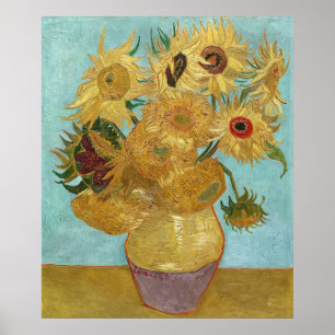 Poster Girasóis de Van Gogh - Impressionismo Azul e Amare