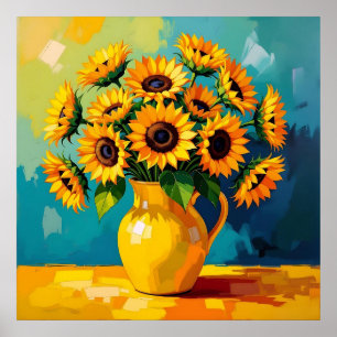 Poster Girassóis amarelos em um vaso amarelo