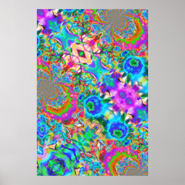 Poster girassóis azuis-abstrato - pintura floral retrô