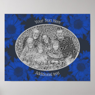 Poster Girassóis Azuis Adicionam Sua Foto Personalizada