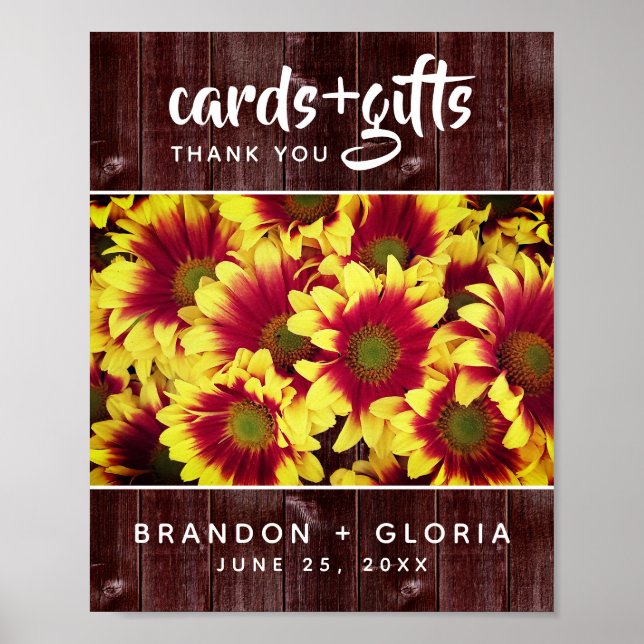 Poster Girassóis de outono russos no casamento de cerca (Frente)