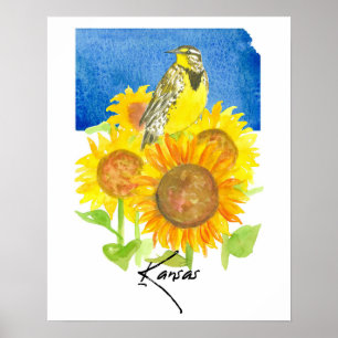 Poster Girassóis de pradaria em forma de Kansas