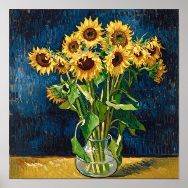Poster Girassóis em um Vaso Depois de Van Gogh (Frente)