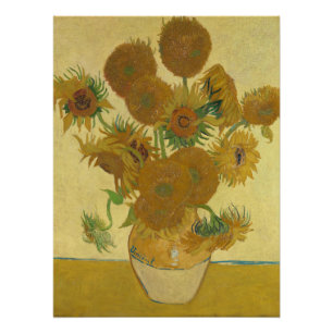 Póster Girassóis, Pintura a Óleo de Natureza Morta, Van G
