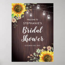 Poster Girassóis Russos Jar Luzes Chá de panela de madeir