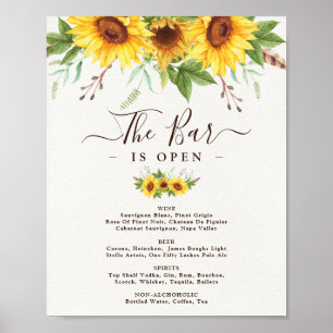 Poster Girassóis rústicos que Wedding bebidas da