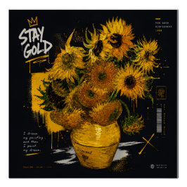 Póster Girassóis Stay Gold | Van Gogh