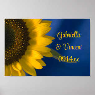 Poster Girassol Amarelo no Casamento Azul