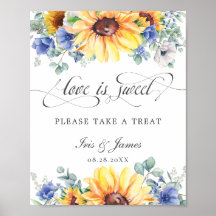 Girassol Azul Floral Amor é Doce Pegue um Tratamen