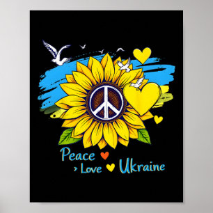 Poster Girassol Bandeira Ucrânia Mapa Paz Amor Ucrânia Uc