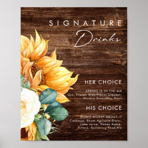 Poster Girassol Bold Country   Drinks com assinatura de m