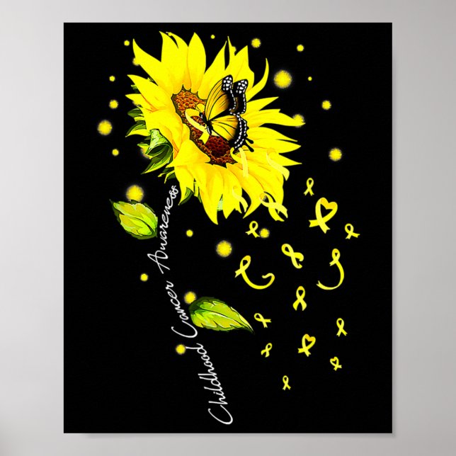 Poster Girassol Borboleta Gol de Conscientização do Cânce (Frente)