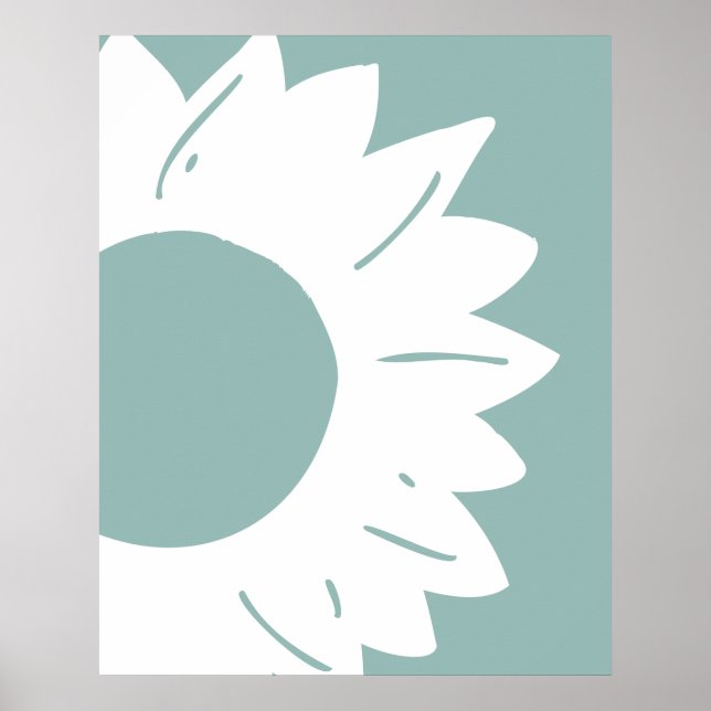 Poster Girassol Branco em Arte de Parede Abstrata Turques (Frente)