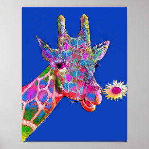 Póster Girassol colorido do girafa
