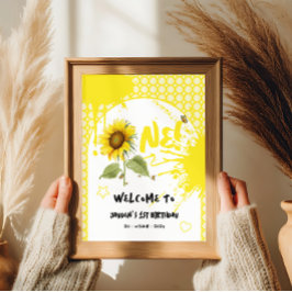 Poster Girassol de Água com Borboleta Sinal de Boas-Vinda