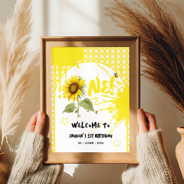 Poster Girassol de Água com Borboleta Sinal de Boas-Vinda (Criador carregado)