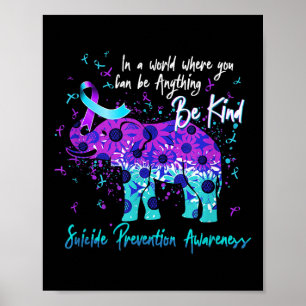 Poster Girassol Elefante Conscientização Prevenção do Sui