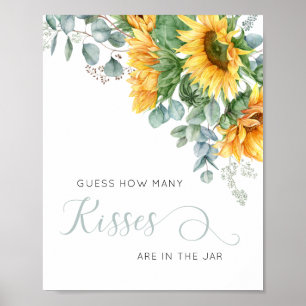 Poster Girassol Floral Adivinha Quantos Beijos Chá