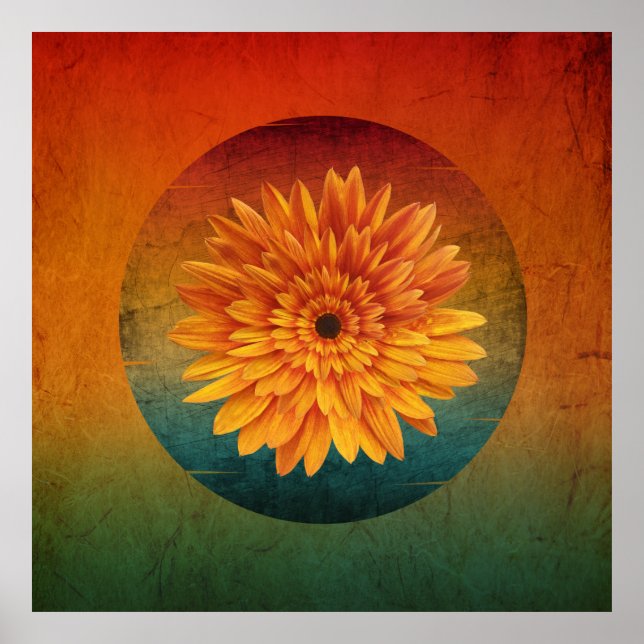 Poster girassol floral vintage   (Frente)