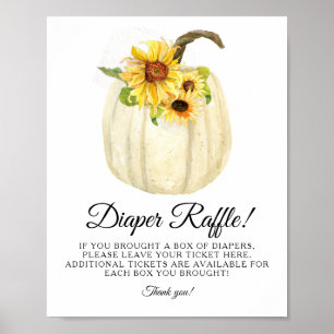 Poster Girassol Floral White Pumpkin Bebê Fralda Raffle