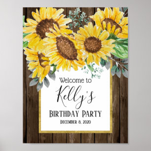 Poster girassol, flores, floral, sinal de boas-vindas