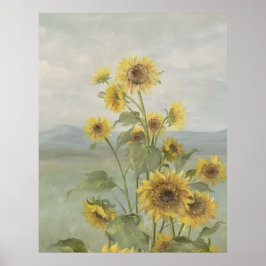 Poster Girassol moderno Aquarela e imagem personalizada