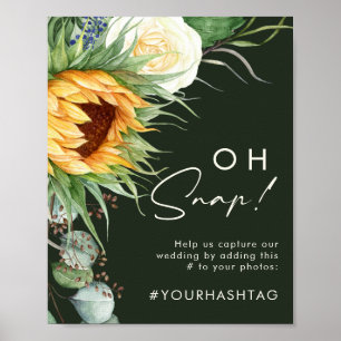 Poster Girassol País Ousado Verde Escuro Oh Snap Hashtag
