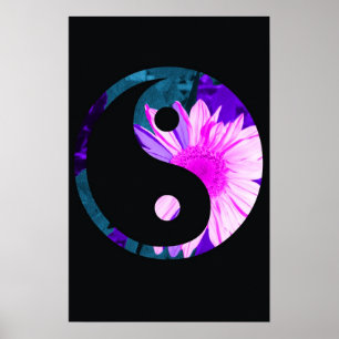 Póster Girassol Yin Yang do arco-íris