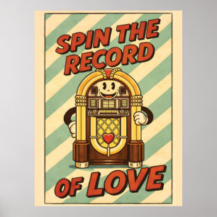 Poster Gire o Cartaz Retro Vintage de Amor de Caixa de So