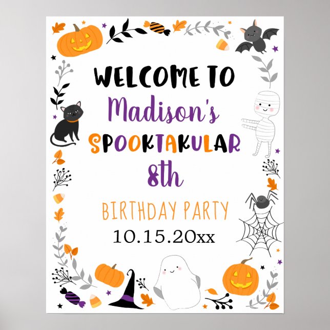 Poster Girl Halloween Spooktacular Birthday Welcome Poste (Frente)